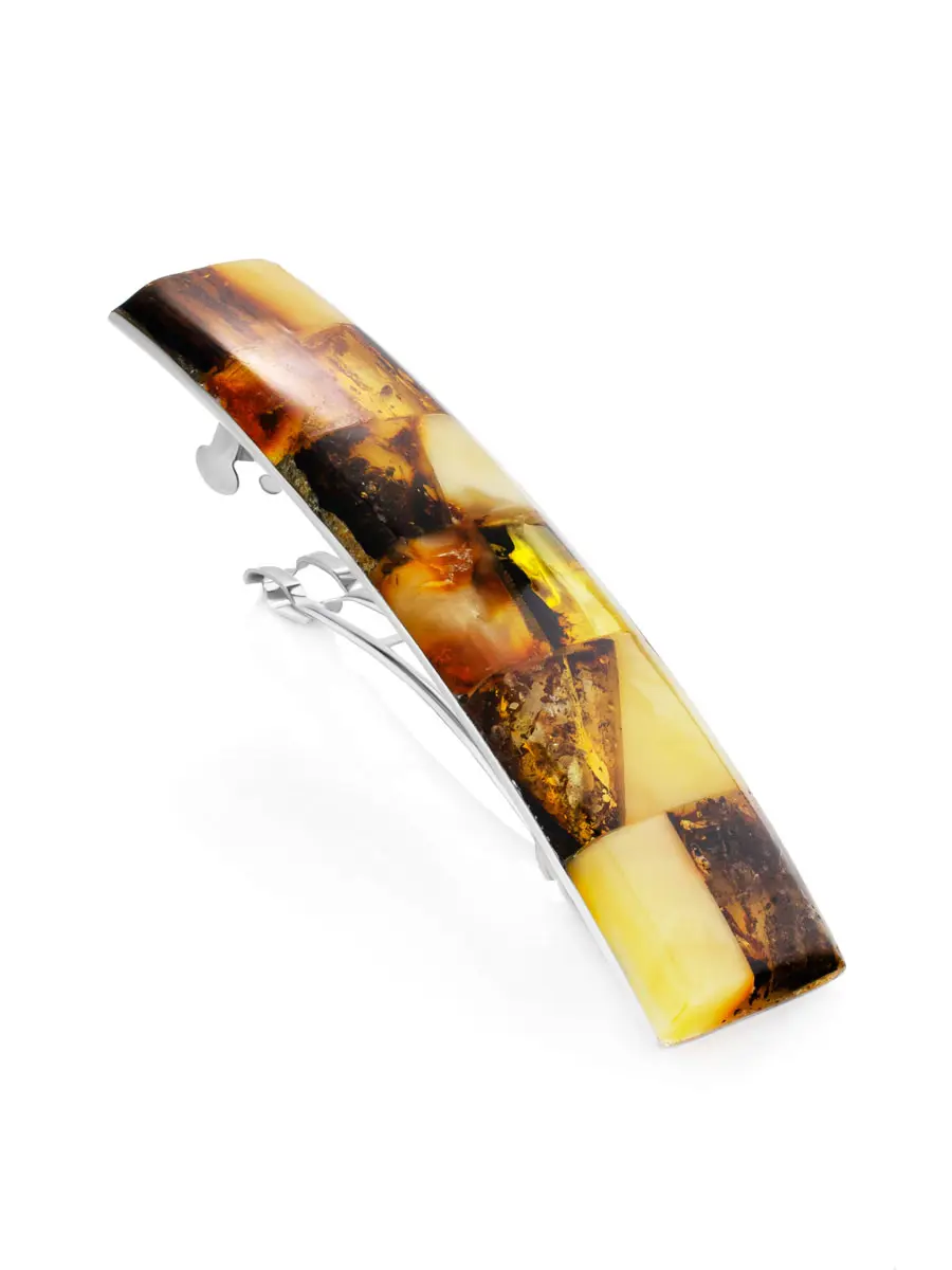 картинка Заколка для волос с яркой янтарной мозаикой в онлайн магазине