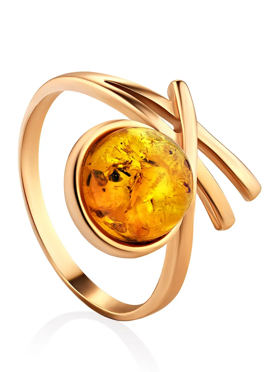 картинка Кольцо с натуральным коньячным янтарем «Фудзияма» в онлайн магазине