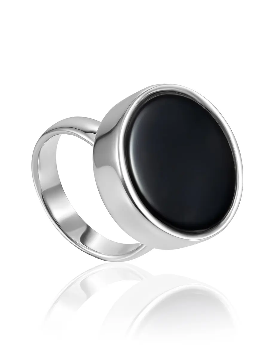 картинка Крупное эффектное кольцо Palazzo с чёрным янтарём в онлайн магазине