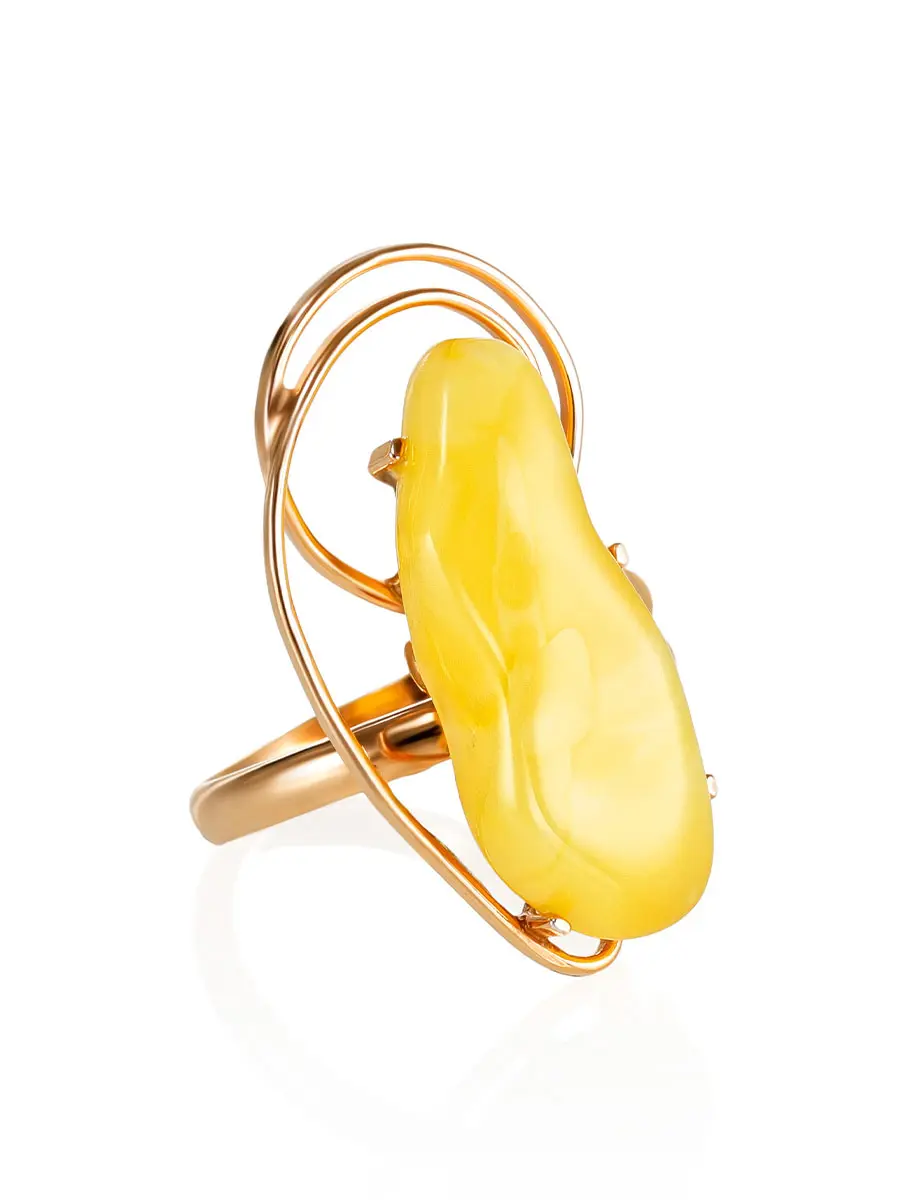 картинка Кольцо из позолоченного серебра и медового янтаря «Риальто» в онлайн магазине