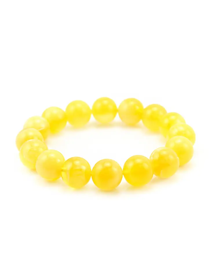 картинка Янтарный браслет красивого медового цвета «Матовый шар» в онлайн магазине