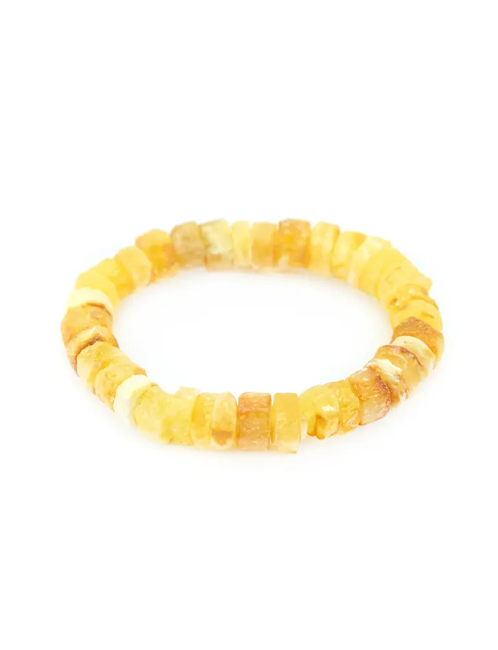 картинка Лечебный браслет из янтаря «Шайбы светлые лимонные» в онлайн магазине
