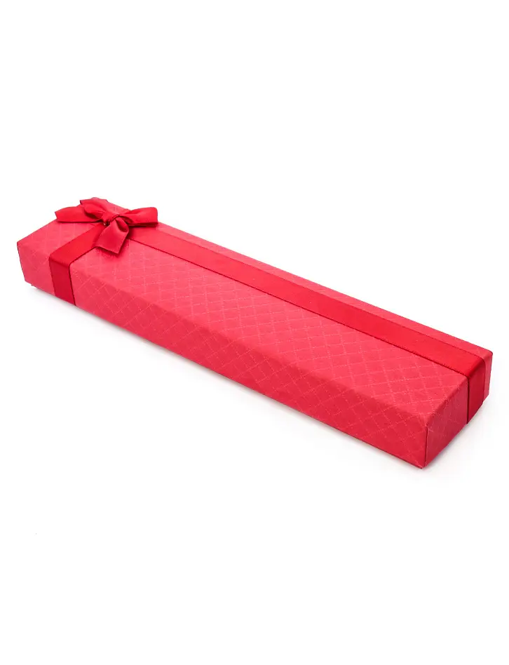 картинка Узкая подарочная коробочка красного цвета с бантом 215х50х25 в онлайн магазине