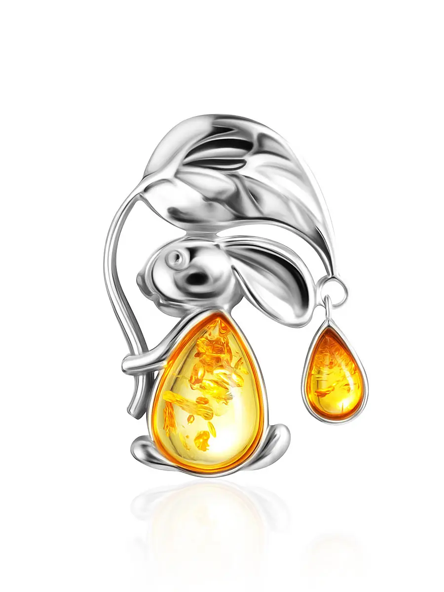 картинка Очаровательный кулон с натуральным лимонным янтарём «Зайчик» в онлайн магазине