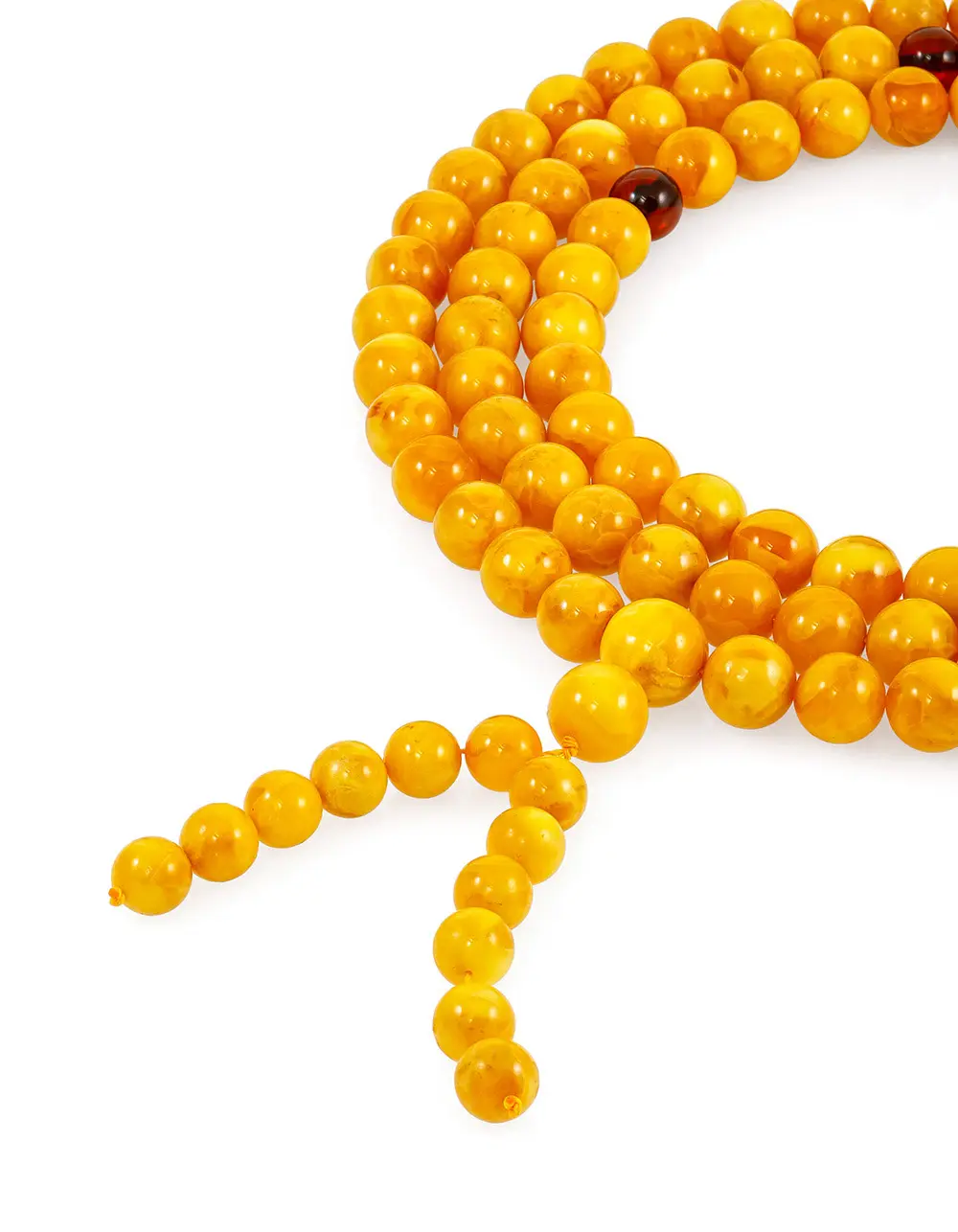 картинка Буддистские чётки из натурального тёмно-медового янтаря с вишнёвыми акцентами в онлайн магазине
