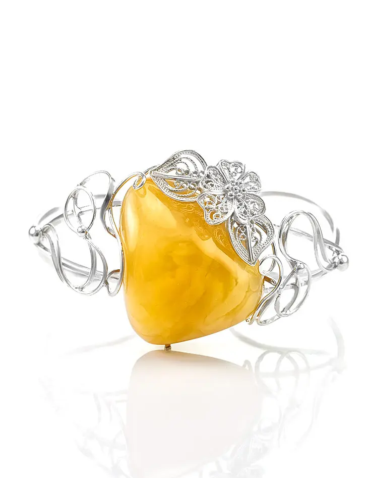 картинка Эксклюзивный браслет из серебра с натуральным янтарём «Филигрань» в онлайн магазине