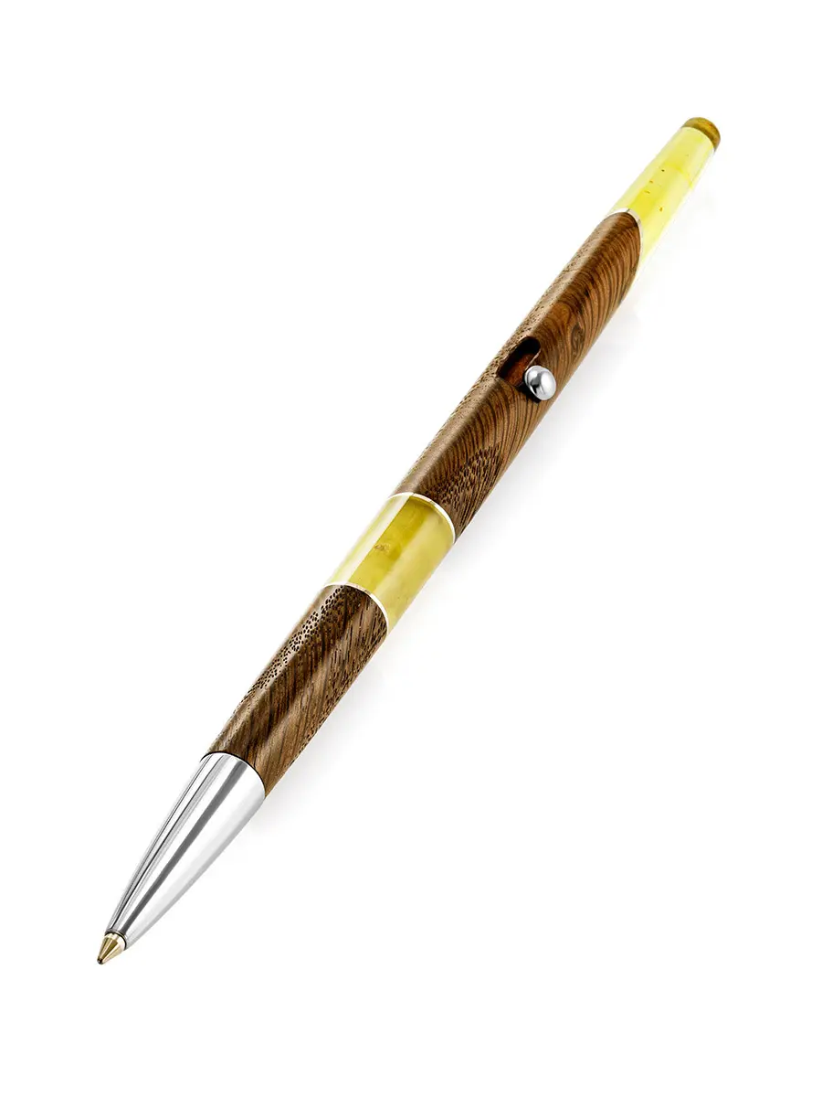 картинка Эксклюзивная ручка из дерева и натурального балтийского янтаря в онлайн магазине