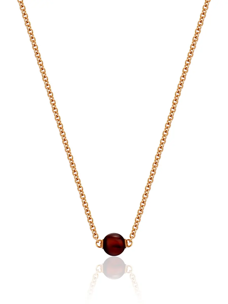 картинка Колье-цепочка «Юпитер» из позолоченного серебра и натурального янтаря в онлайн магазине