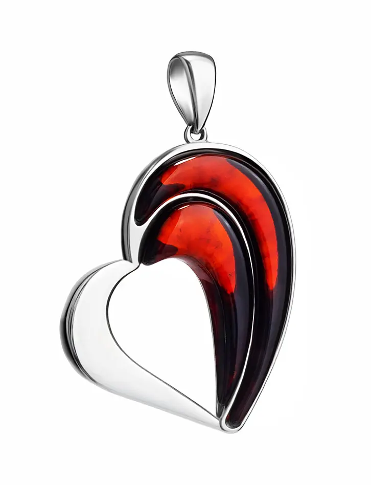 картинка Стилизованный кулон-сердце из вишнёвого янтаря «Санрайз» в онлайн магазине