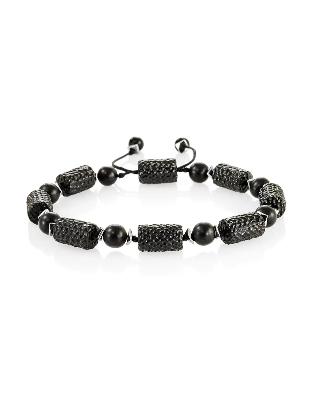 картинка Брутальный браслет из чёрного янтаря «Куба» в онлайн магазине