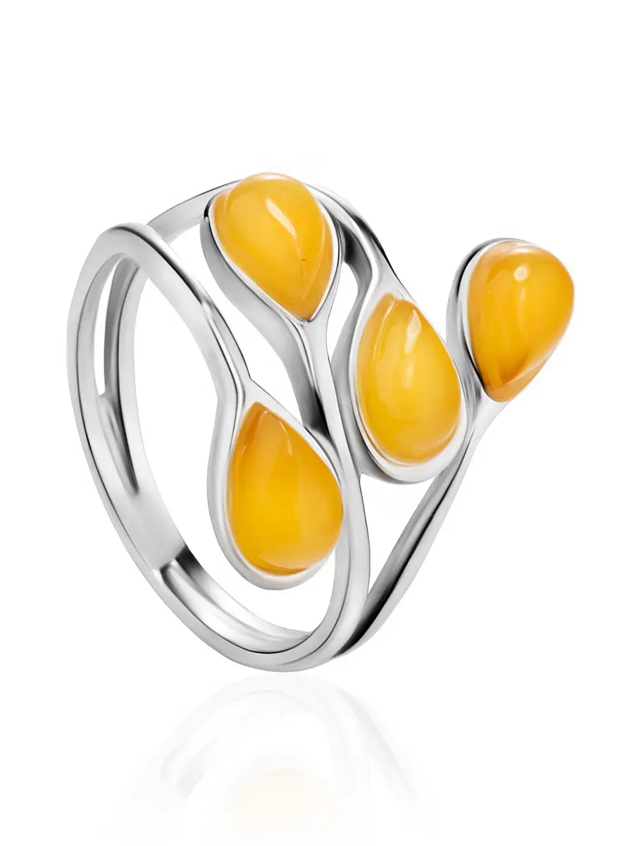 картинка Изысканное кольцо с медовым янтарём «Сорренто» в онлайн магазине