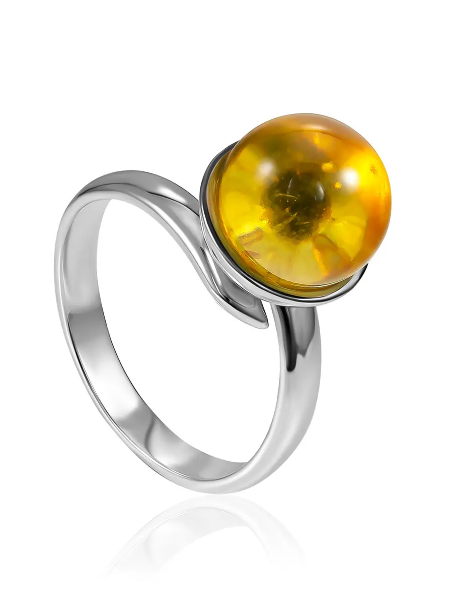 картинка Стильное кольцо «Париж» из натурального балтийского янтаря лимонного цвета в онлайн магазине