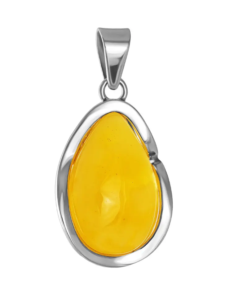 картинка Подвеска из натурального цельного янтаря ярко-медового цвета и серебра в онлайн магазине