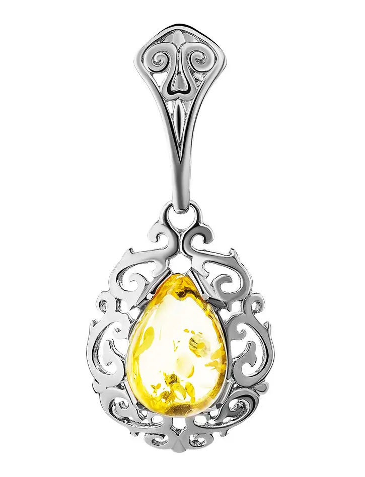 картинка Изящный кулон с натуральным лимонным янтарём «Луксор» в онлайн магазине