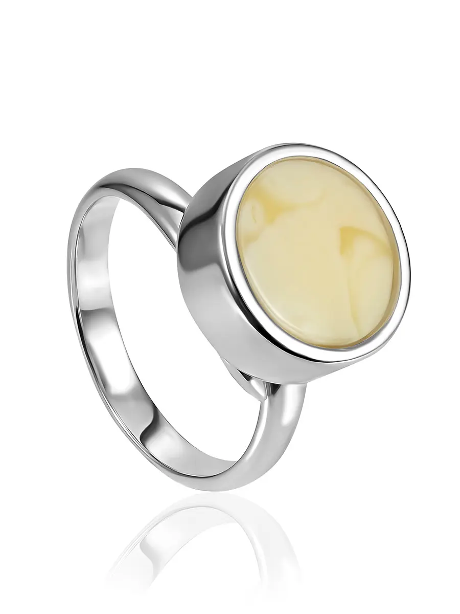 картинка Стильное кольцо с молочным янтарём Palazzo в онлайн магазине