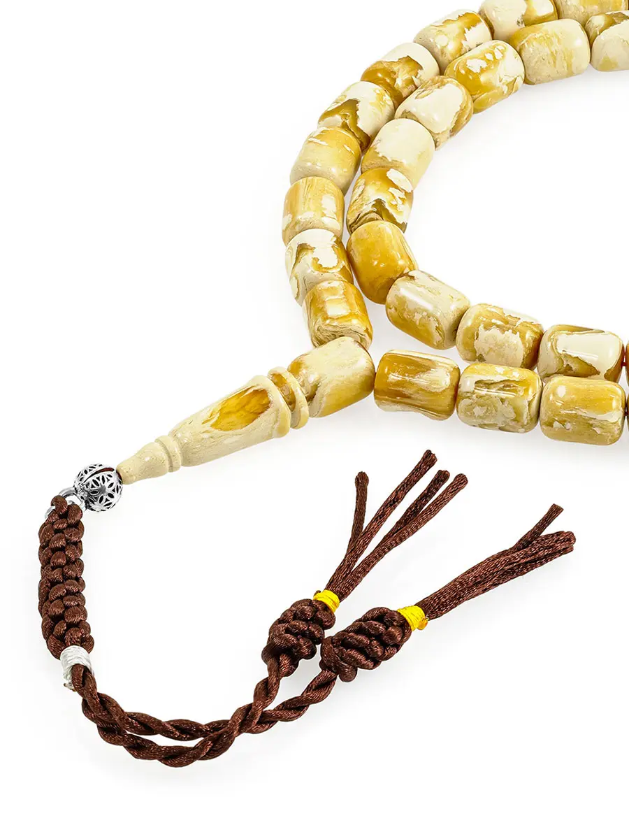 картинка Мусульманские чётки-бочонки из натурального формованного янтаря в онлайн магазине