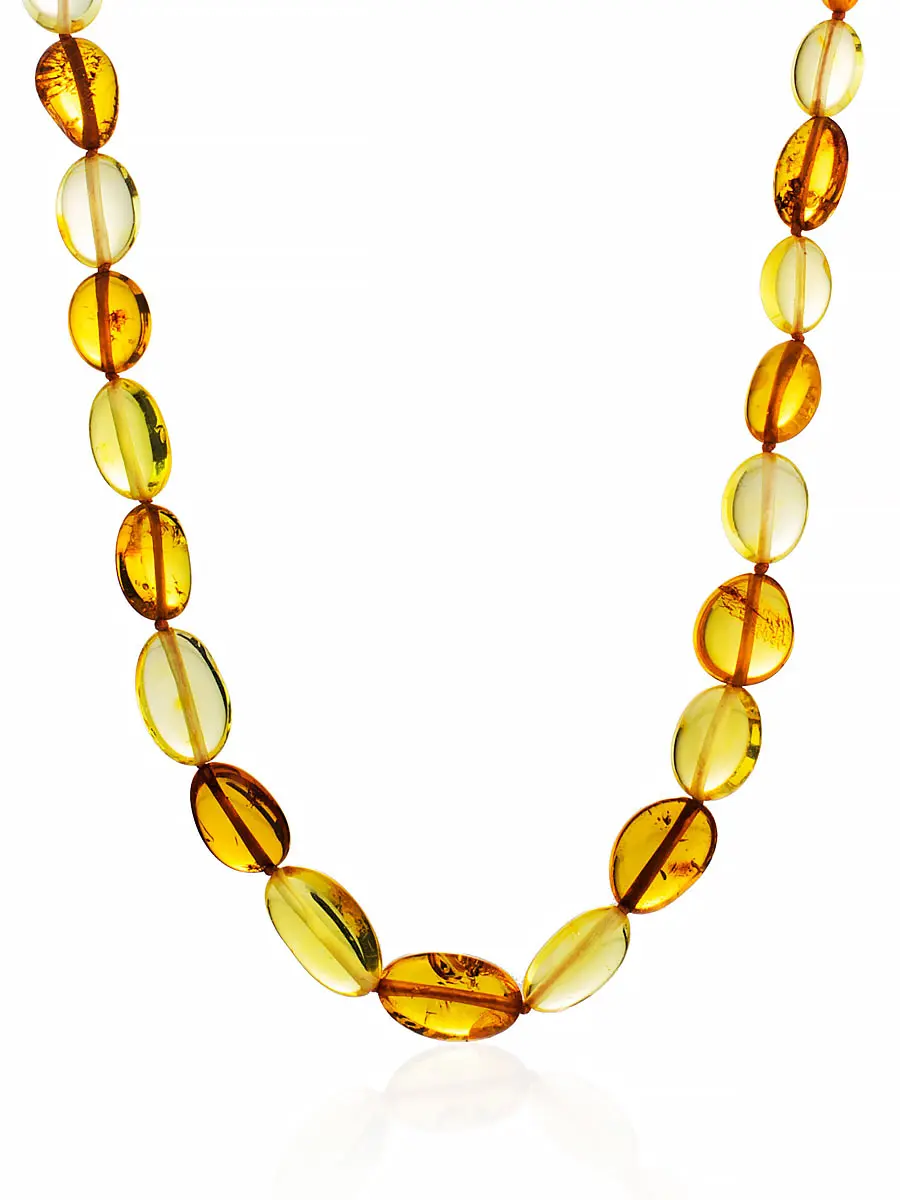 картинка Светлые янтарные бусы «Оливка двухцветная» в онлайн магазине