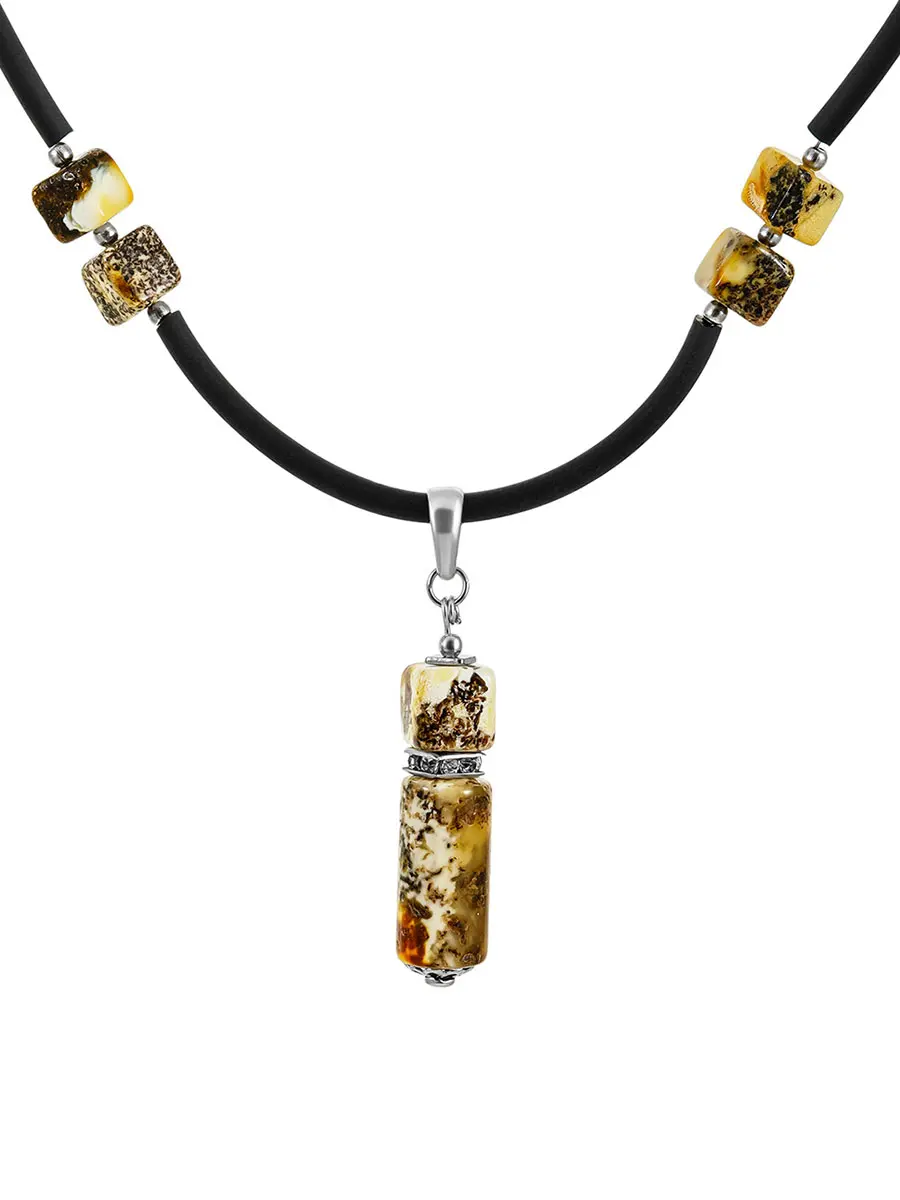 картинка Модное колье ручной работы с янтарём «Тринидад»  в онлайн магазине
