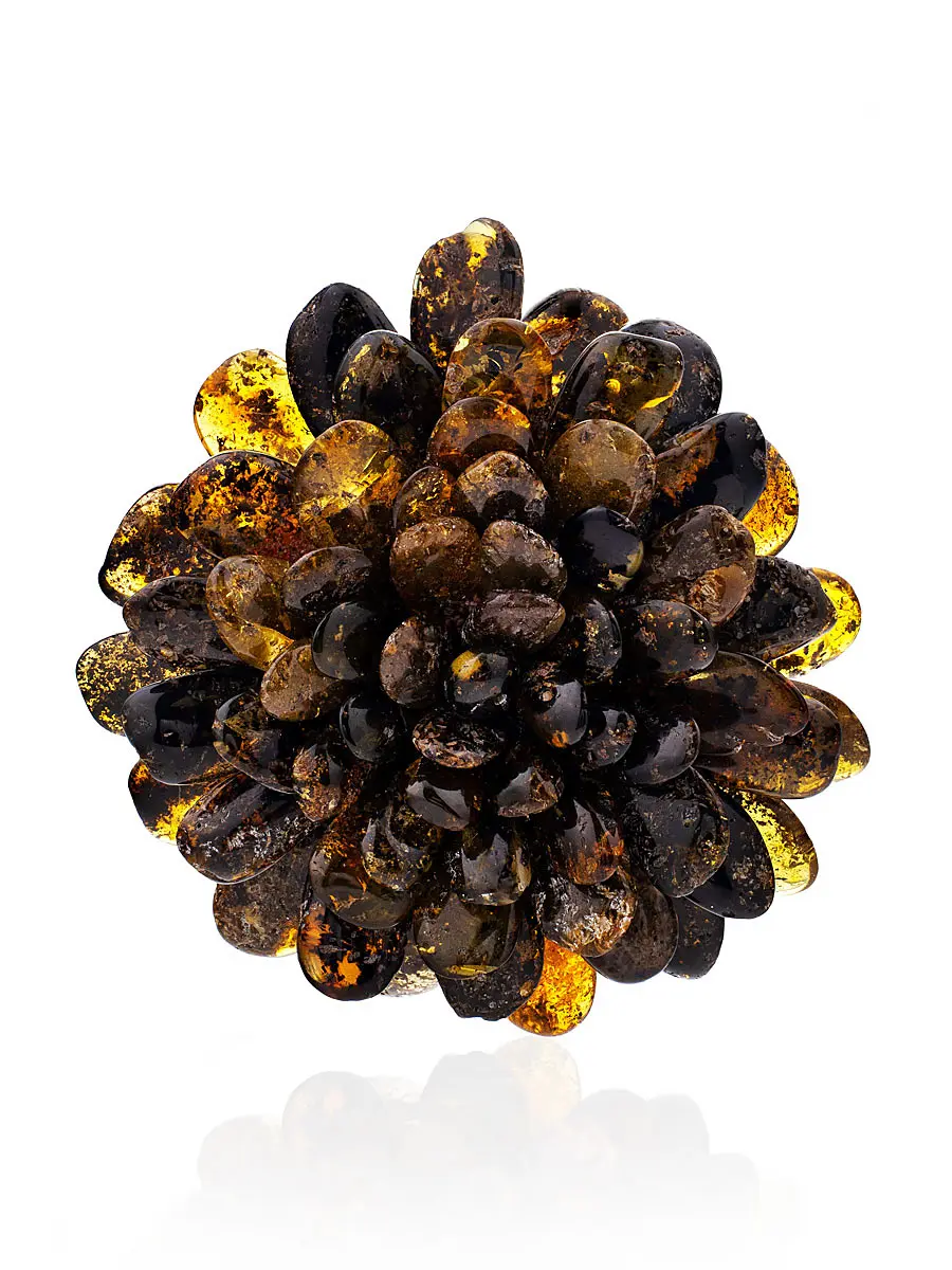 картинка Стильная брошь «Хризантема» из натурального янтаря в онлайн магазине