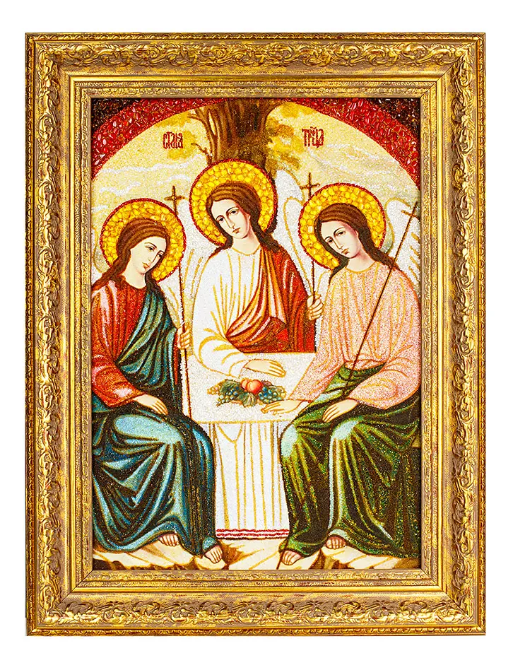 картинка Икона «Святая Троица», созданная из натурального янтаря в онлайн магазине