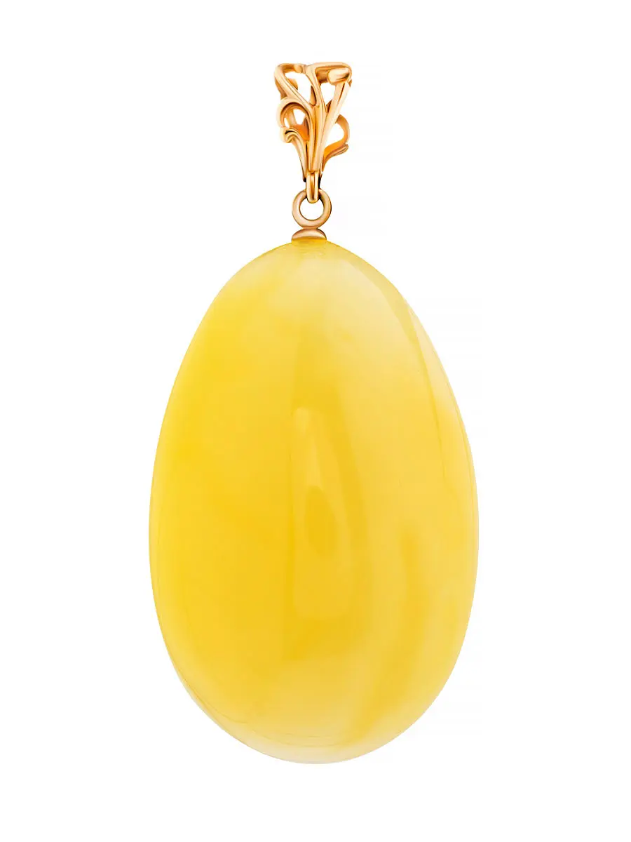 картинка Красивая подвеска-капля из натурального медового янтаря и золота в онлайн магазине