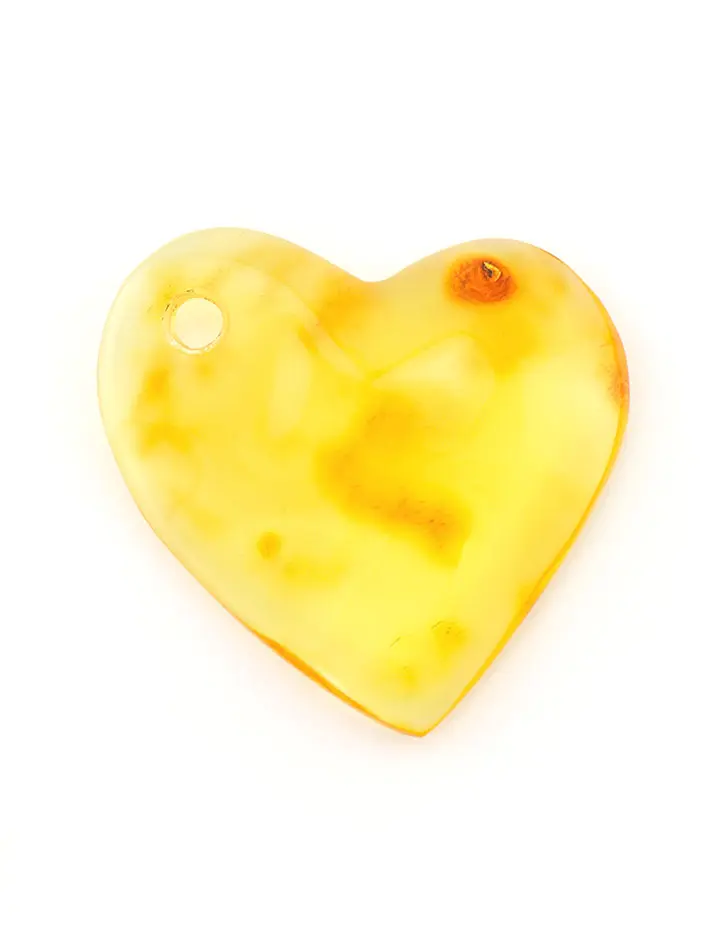 картинка Подвеска из натурального текстурного полупрозрачного янтаря золотисто-лимонного цвета «Сердце» в онлайн магазине