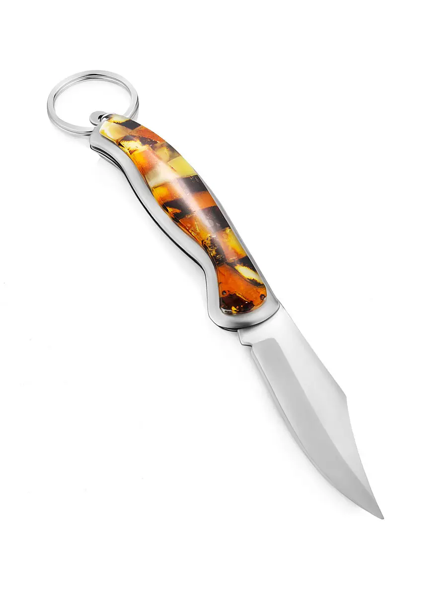 картинка Брелок-нож, украшенный натуральным цельным янтарём в онлайн магазине
