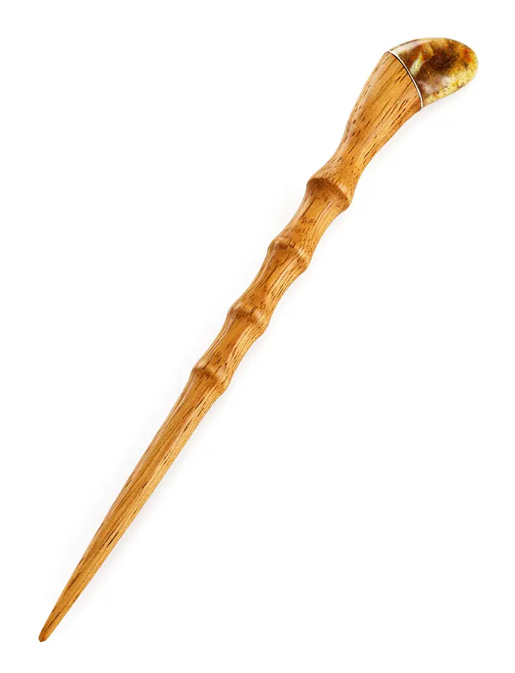картинка Длинная шпилька для волос с натуральным балтийским янтарём в онлайн магазине