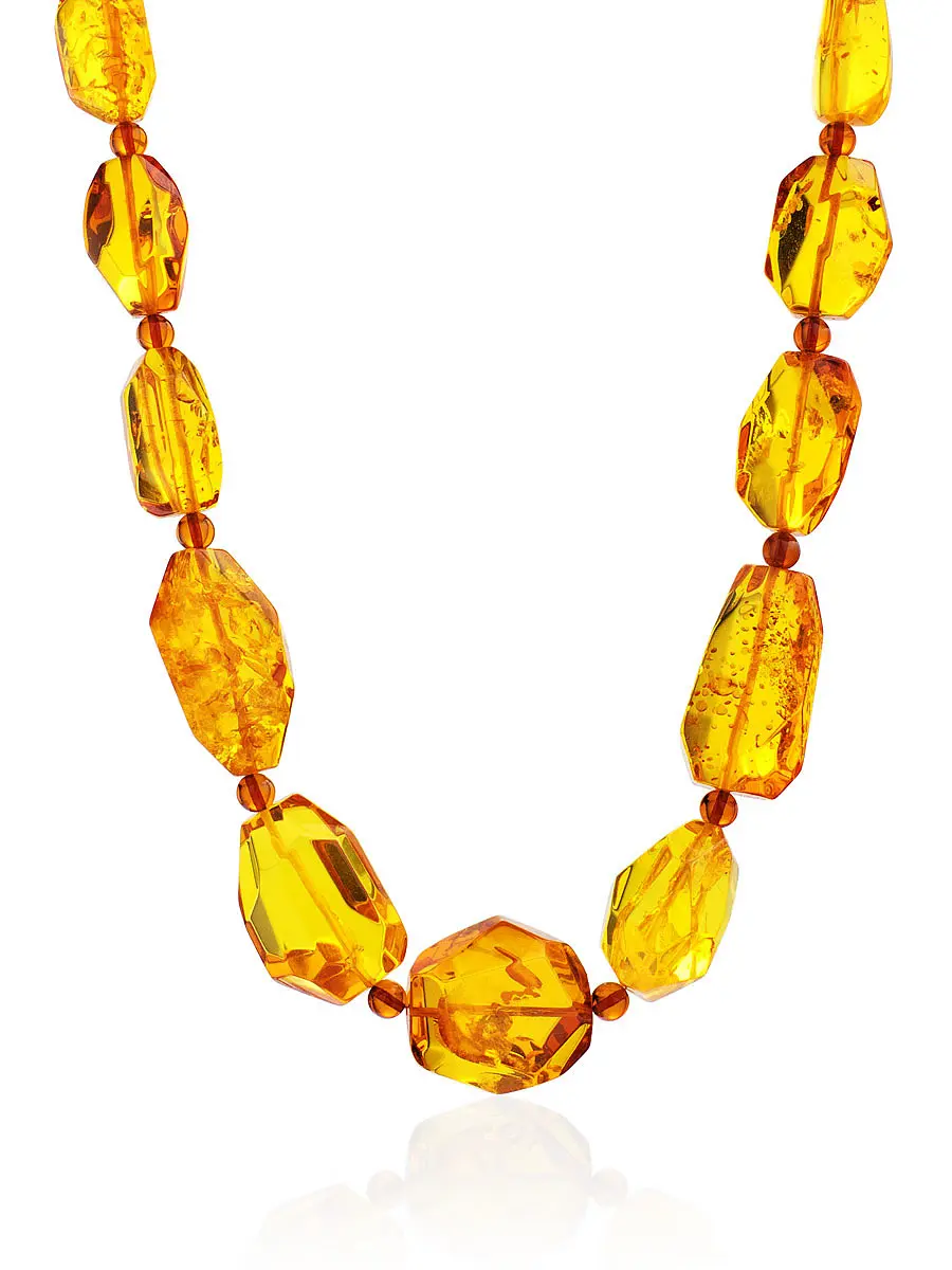 картинка Переливающие бусы из натурального цельного янтаря «Кристалл золотистый» в онлайн магазине
