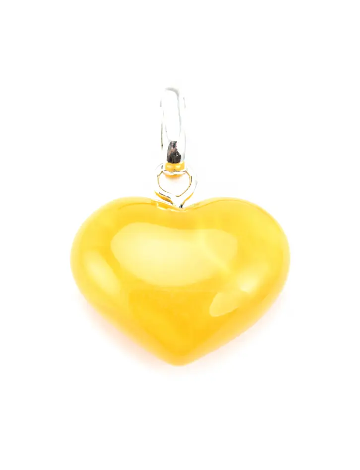 картинка Кулон-сердечко из натурального балтийского янтаря медового цвета в онлайн магазине