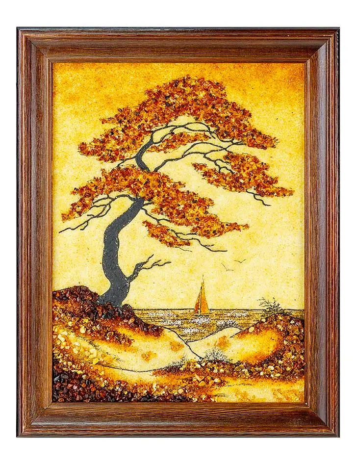 картинка Картина из натурального янтаря «На ветру» 47 см (В) х 37 см (Ш) в онлайн магазине