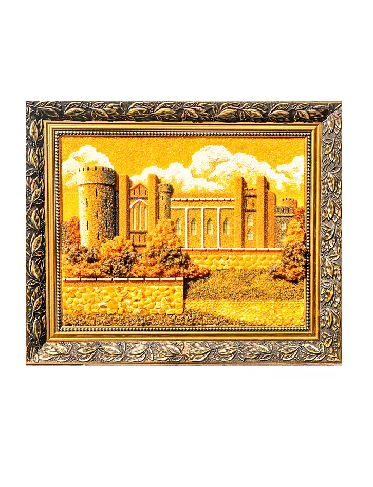 картинка Панно горизонтальное из натурального янтаря «Замок» в онлайн магазине