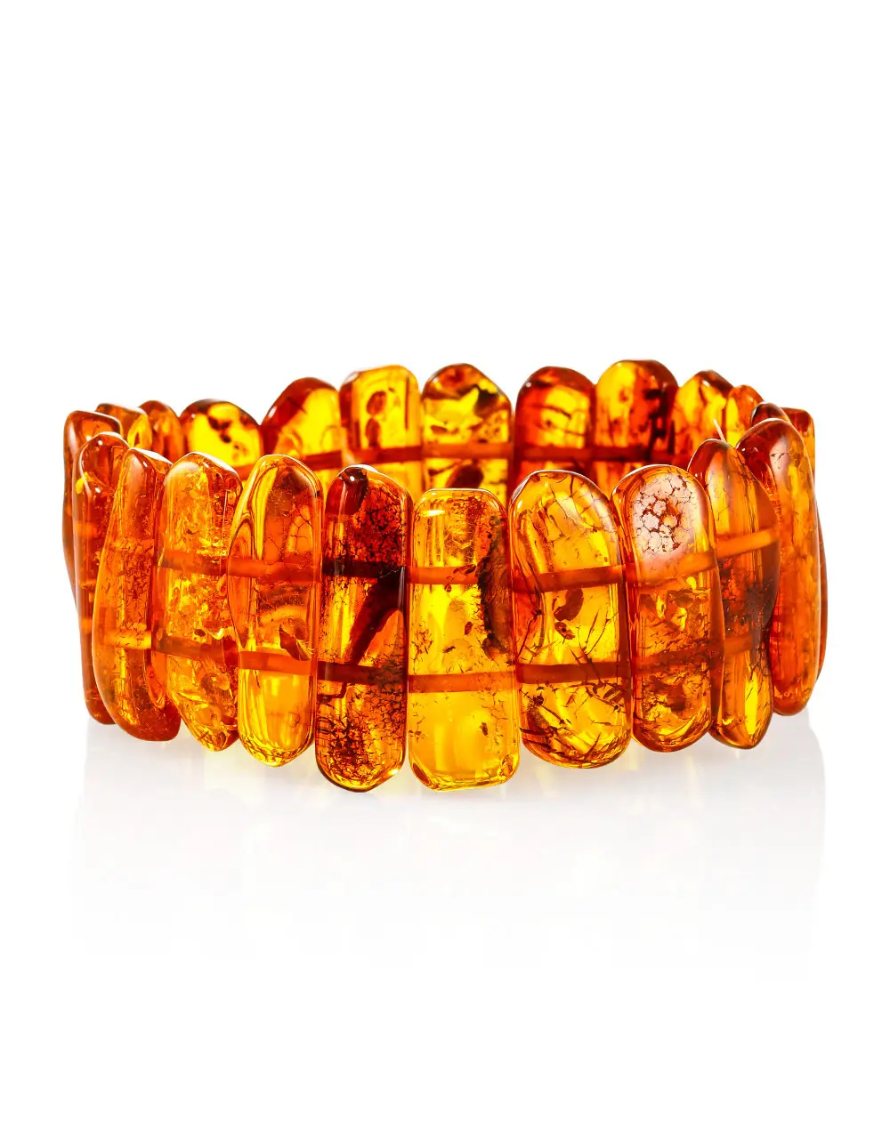 картинка Эффектный крупный браслет из балтийского янтаря «Помпеи» в онлайн магазине