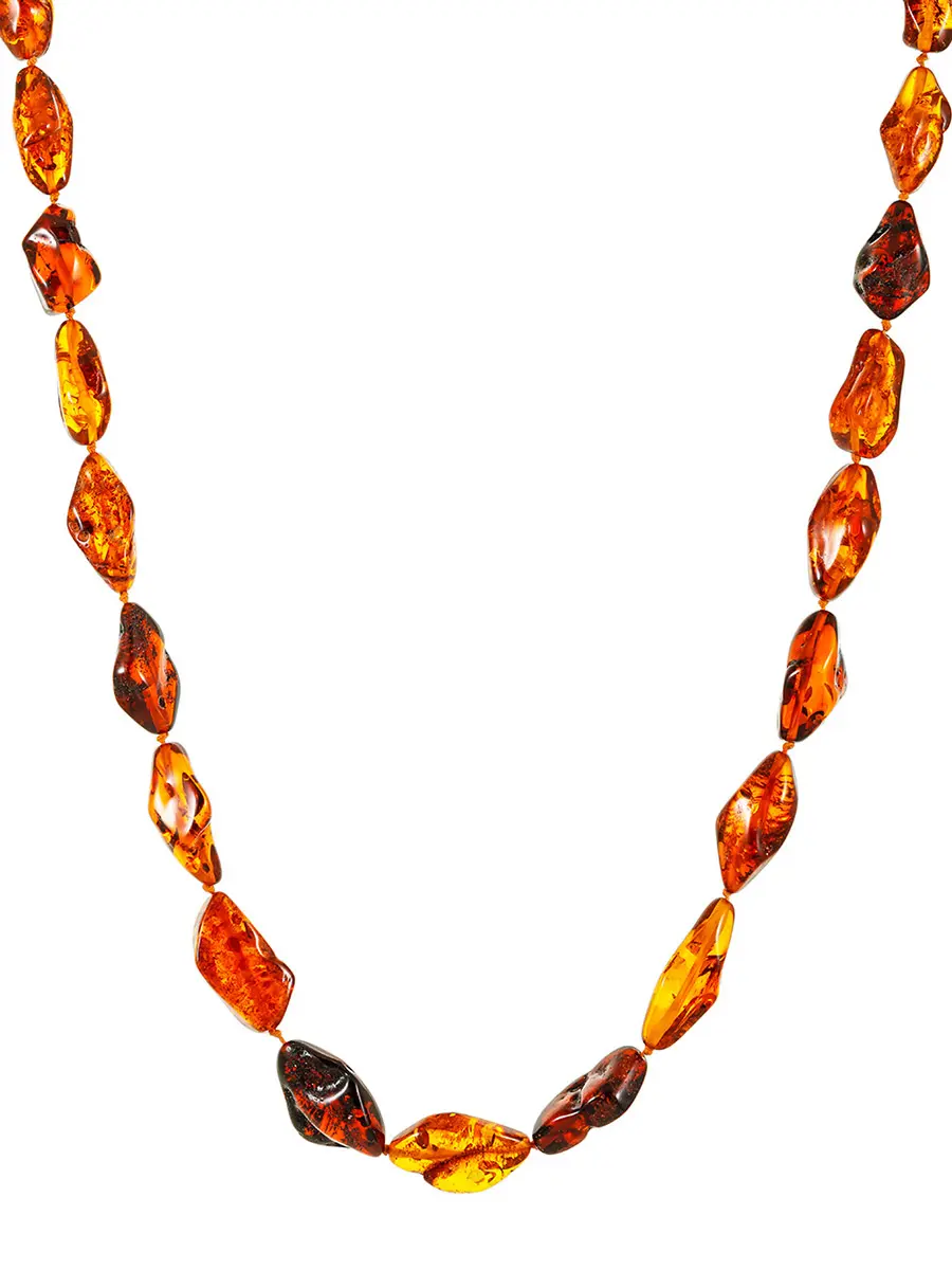 картинка Бусы из натурального яркого янтаря коньячного оттенка «Леденцы» в онлайн магазине