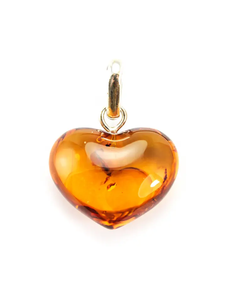 картинка Кулон из янтаря с серебром «Сердце коньячное» в онлайн магазине