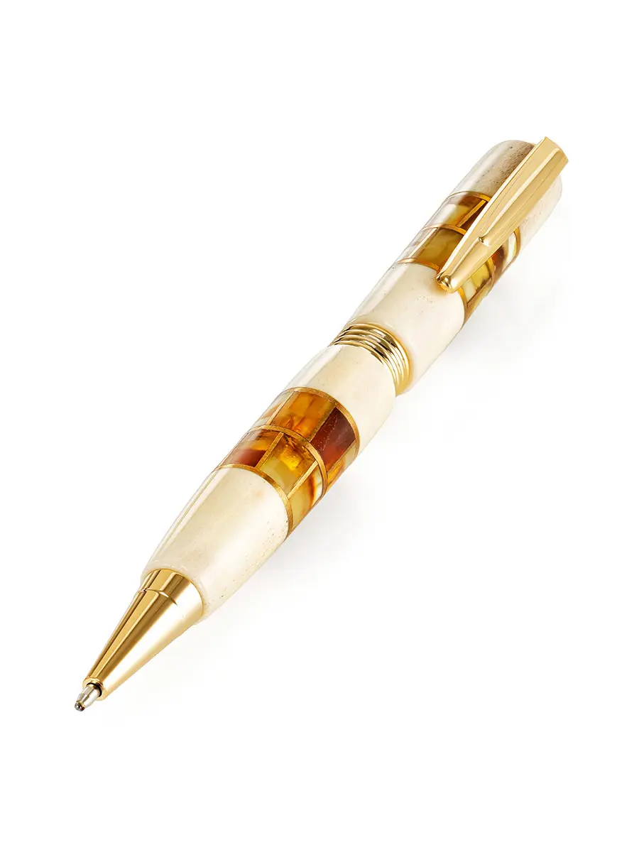 картинка Уникальная ручка из рога лося с янтарной мозаикой в онлайн магазине