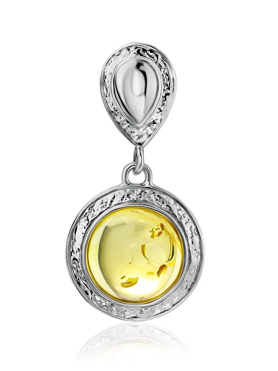 картинка Круглый кулон с вставкой из натурального лимонного янтаря «Ампир» в онлайн магазине