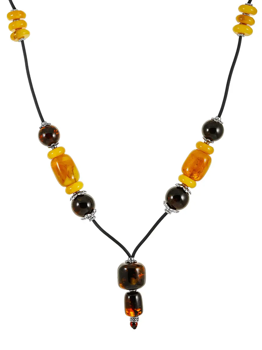 картинка Красивое стильное колье с натуральным янтарём в онлайн магазине