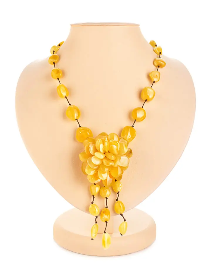 картинка Колье из натурального балтийского янтаря медового цвета «Анемон» в онлайн магазине
