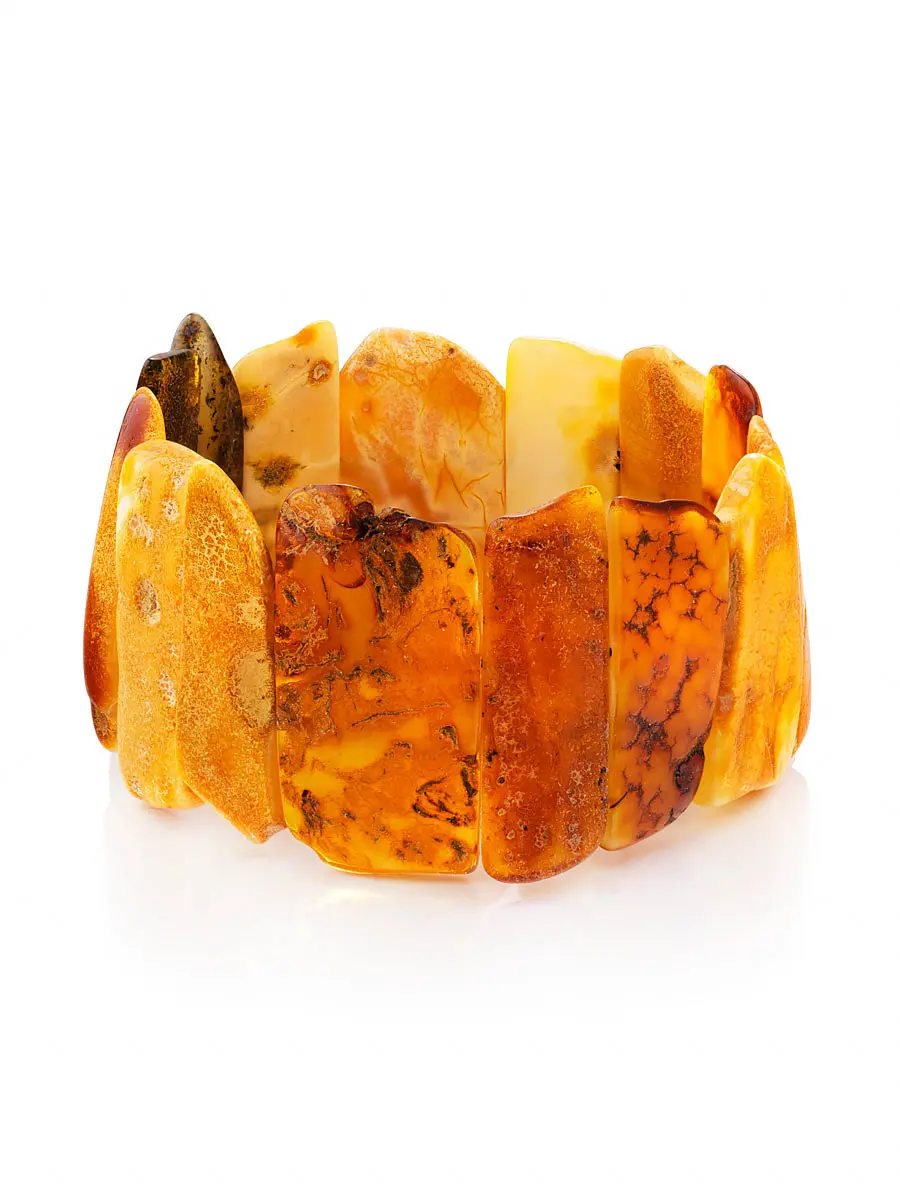 картинка Красивый лечебный браслет из натурального текстурного янтаря «Помпеи» в онлайн магазине