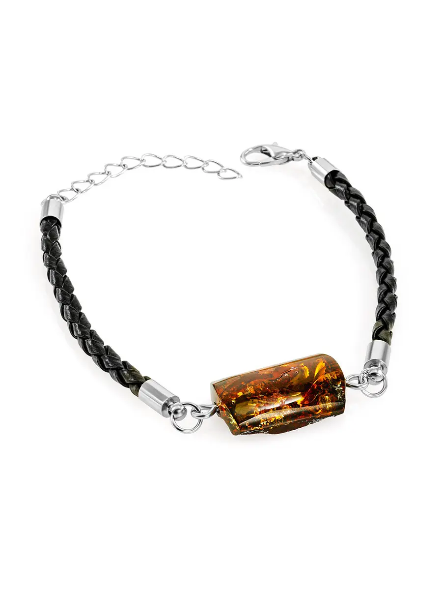 картинка Необычный браслет с натуральным искрящимся янтарём в онлайн магазине