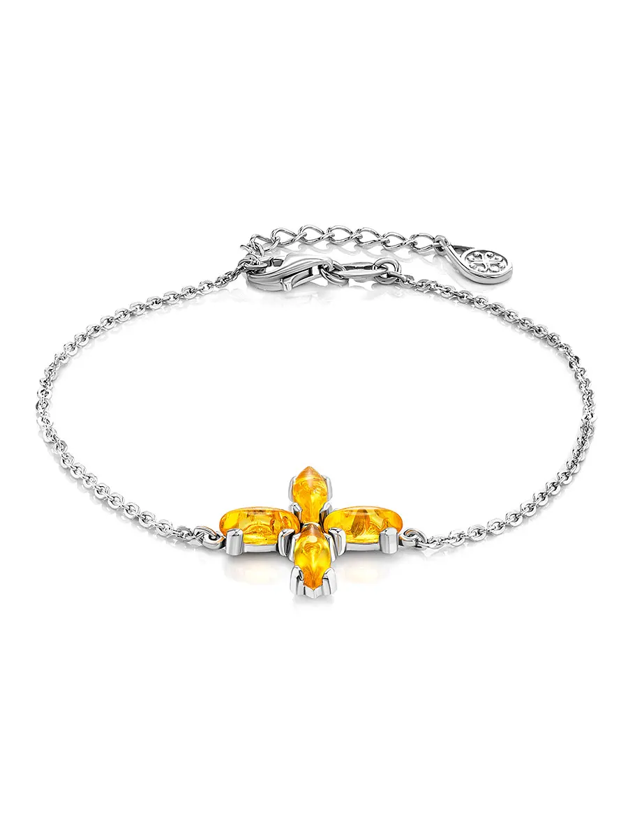 картинка Браслет из серебра и натурального ярко-лимонного янтаря «Суприм» в онлайн магазине