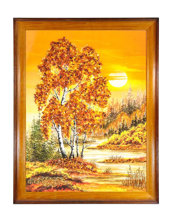 картинка Панно, украшенное россыпью натурального балтийского янтаря «В лучах заходящего солнца» в онлайн магазине