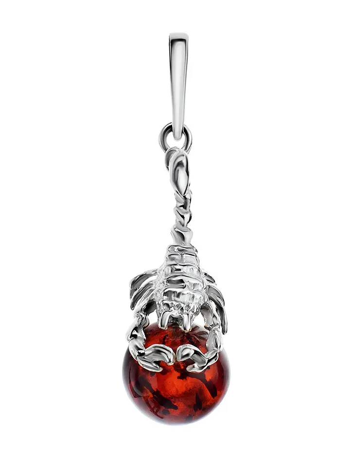 картинка Кулон из натурального янтаря вишнёвого цвета «Скорпион» в онлайн магазине