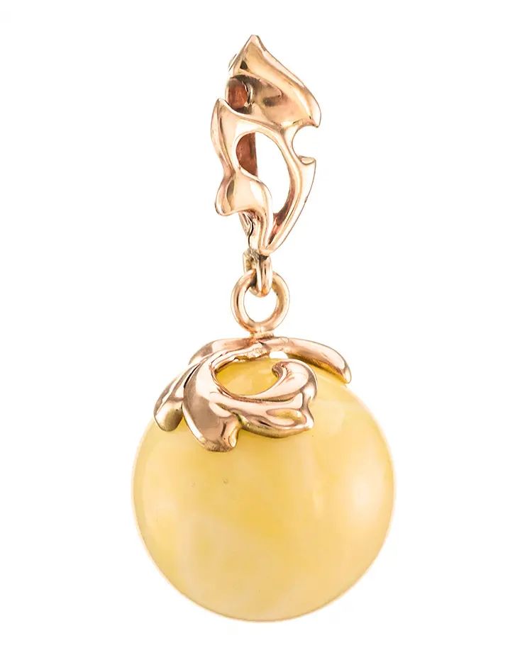 картинка Нежная подвеска из натурального молочно-медового янтаря в золоте «Версаль» в онлайн магазине