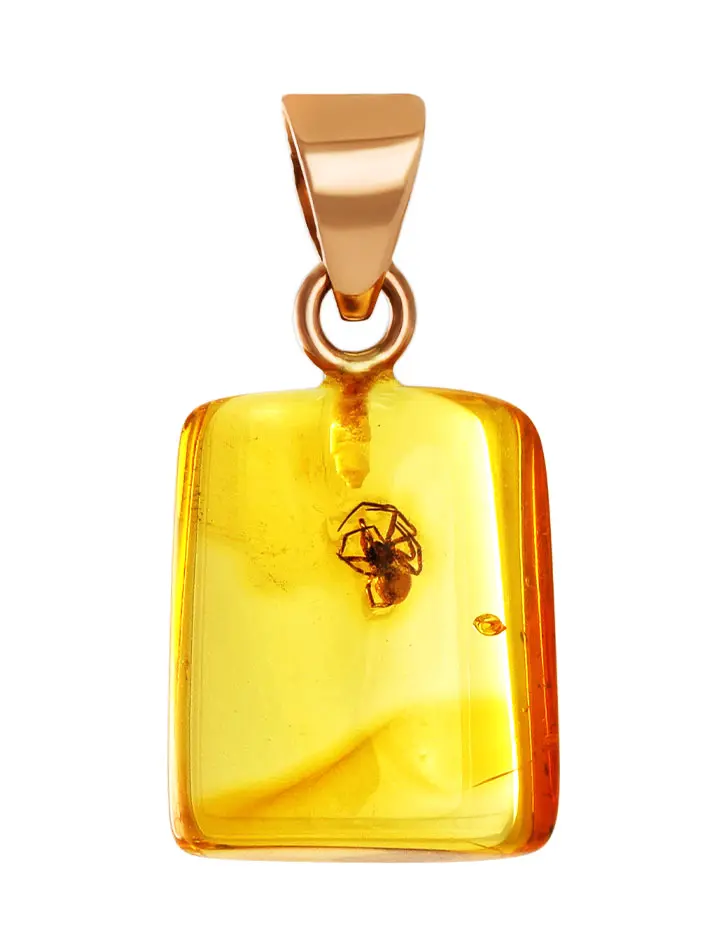 картинка Небольшая золотая подвеска из натурального янтаря с инклюзами «Клио» в онлайн магазине