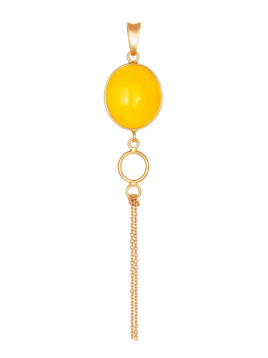 картинка Изящный кулон «Притяжение» с цепочками, украшенный янтарём в онлайн магазине