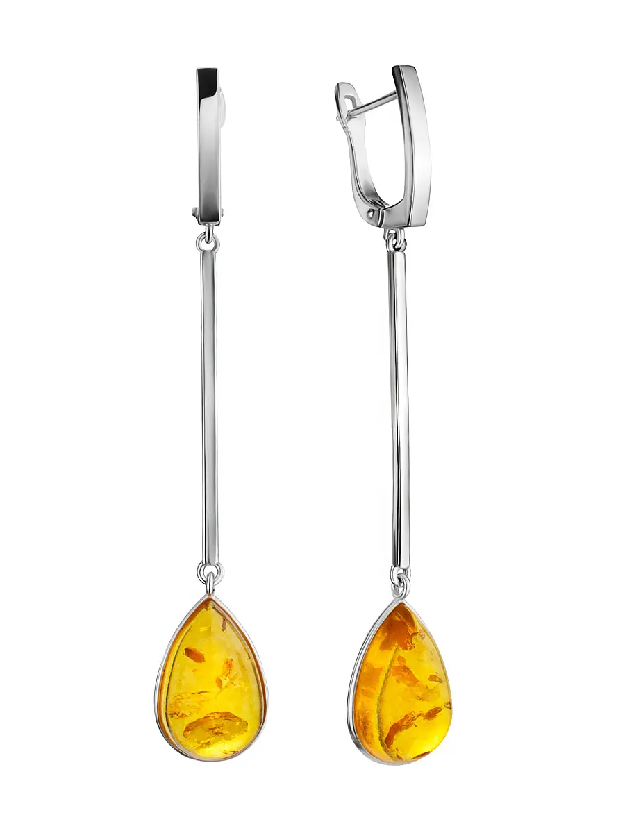 картинка Эффектные серьги «Импульс» из лимонного янтаря в онлайн магазине