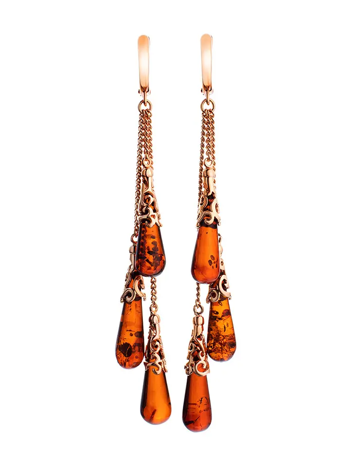 картинка Женственные серьги «Роксана» с натуральным балтийским янтарём в онлайн магазине
