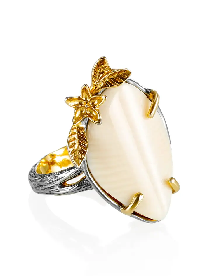 картинка Роскошное кольцо из серебра со вставкой из бивня мамонта «Эра» в онлайн магазине